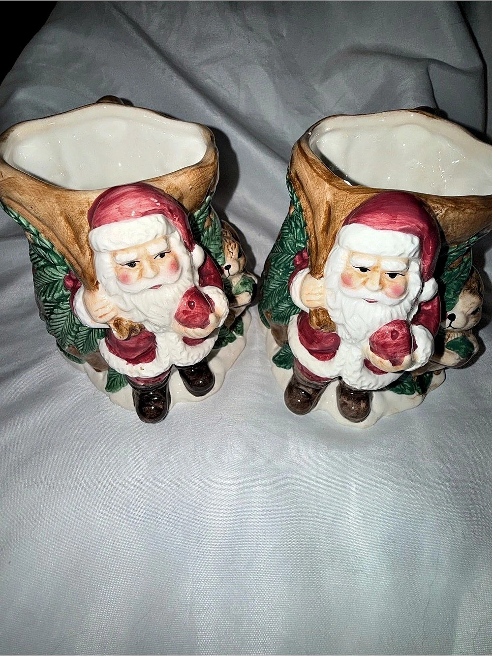 Vintage 1993 Woodland Santa Holiday Mug Set of 2